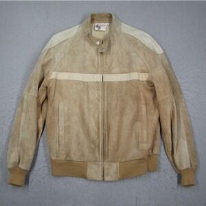 Vintage Silton California Tan Suede Leather Cafe Racer Bomber Jacket Mens 40